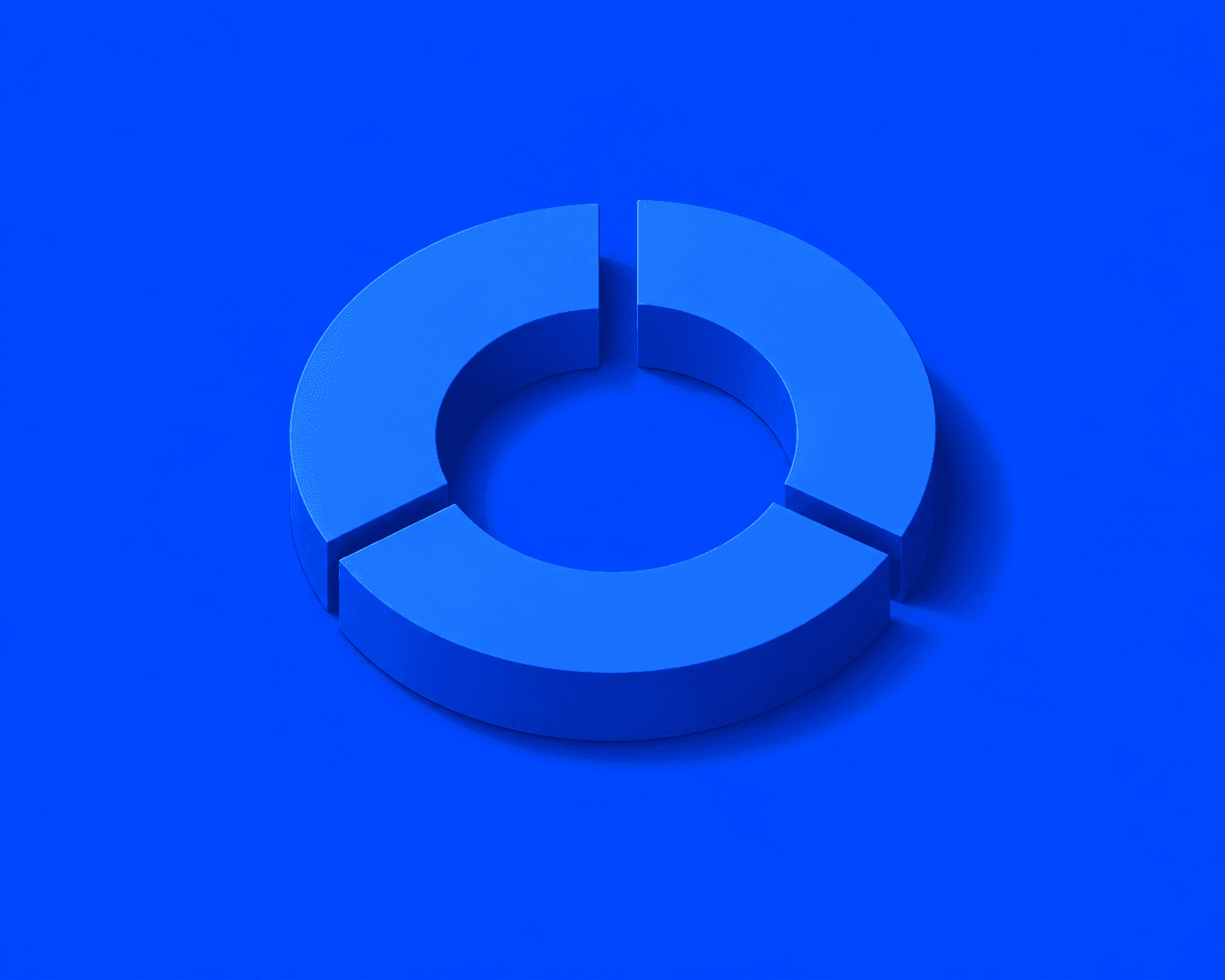 Drei blaue Kreissegmente bilden einen gemeinsamen Ring.