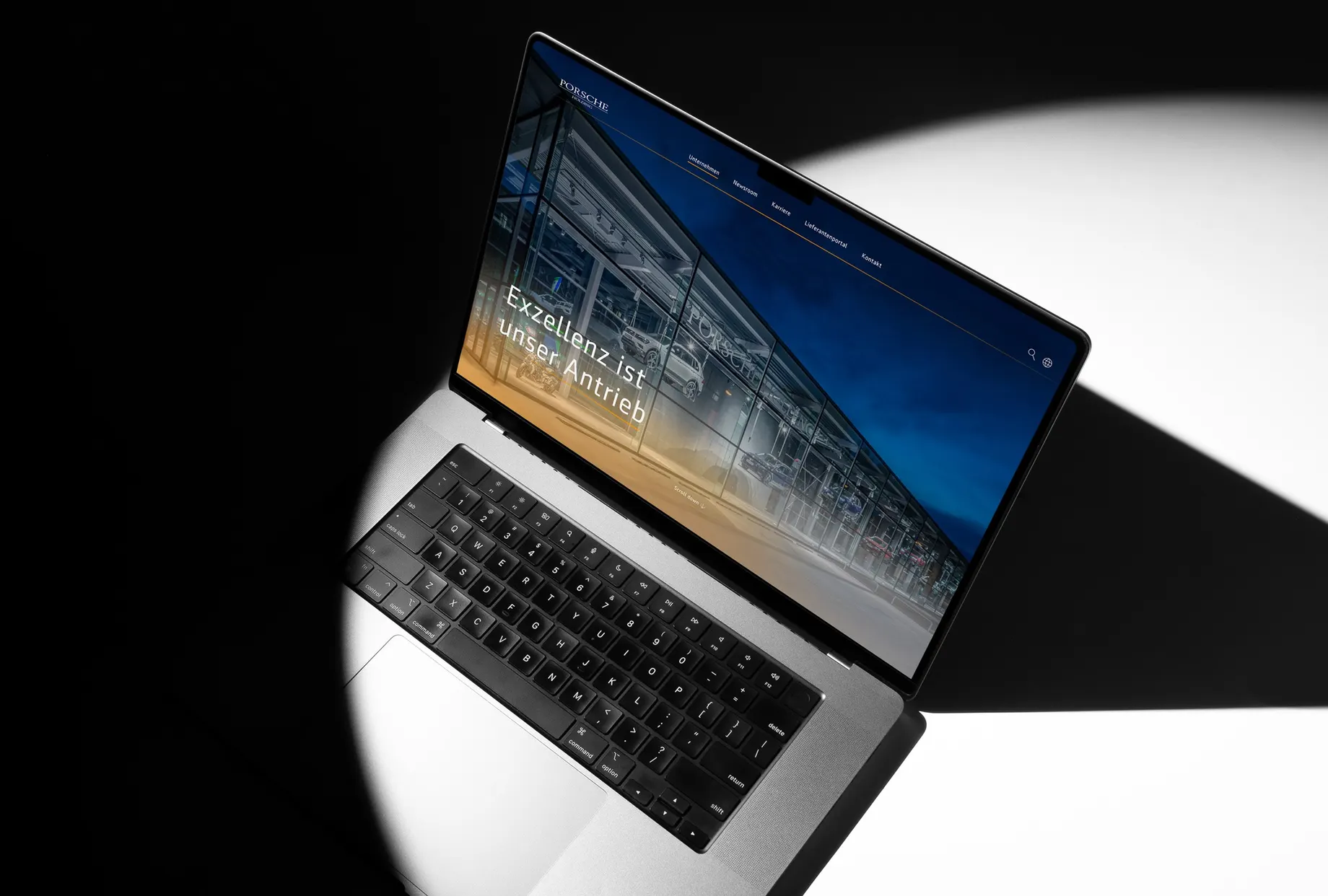 Porsche Holding home page on a laptop